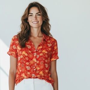 Jane and Delancey ladies blouse Large short sleeve super soft and lightweight